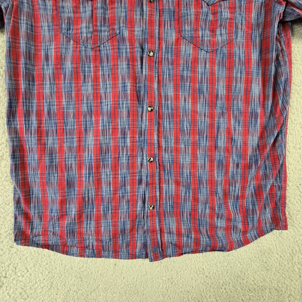 Moon shine Shirt Mens XL Plaid Short Sleeve Pearl Snap Western - Picture 4 of 14